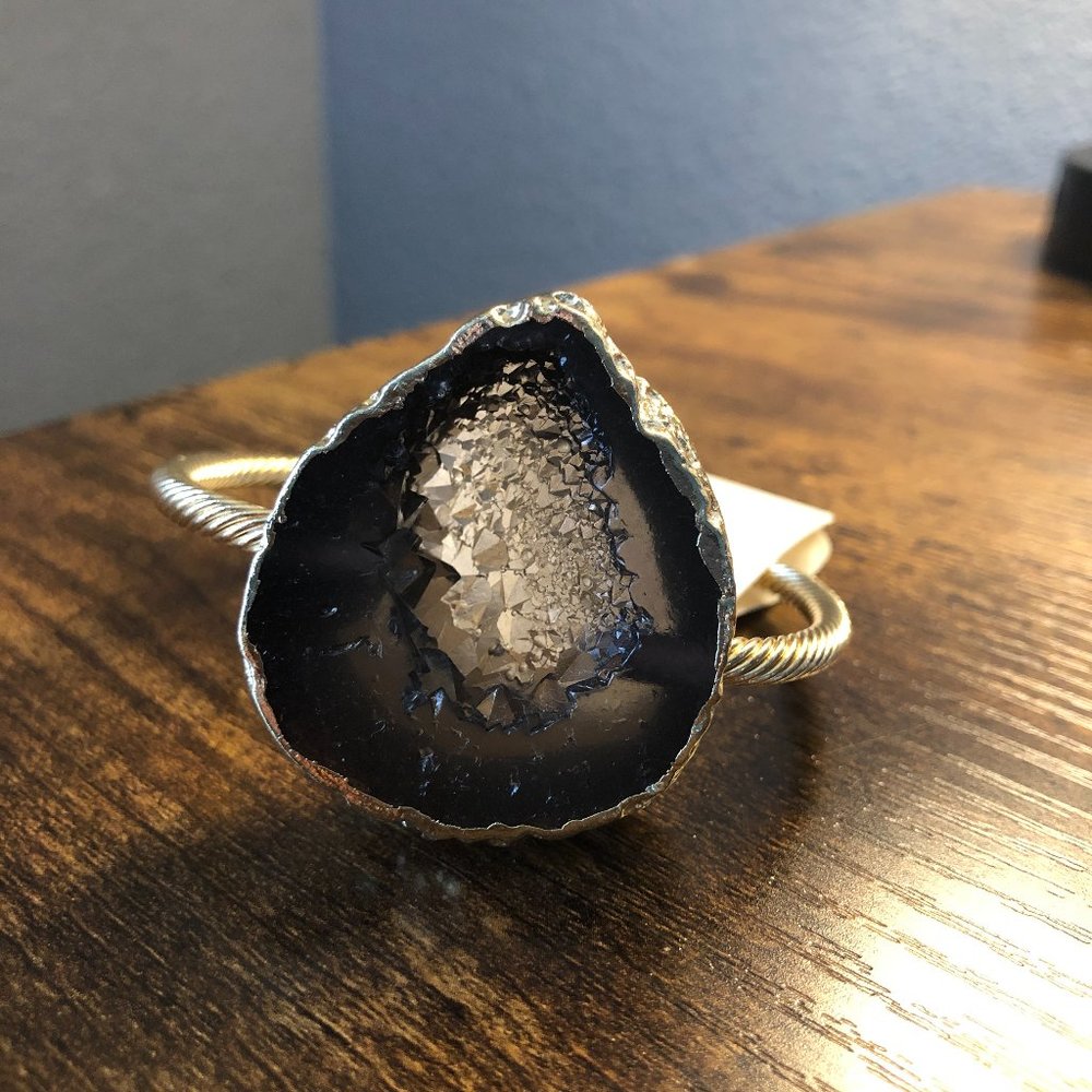 Black & Gold Geode slip on bracelet